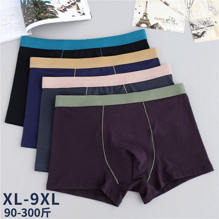 Men's cotton underwear plus size fat guy boxers breathable 3D seamless sexy youth cotton red boxers
