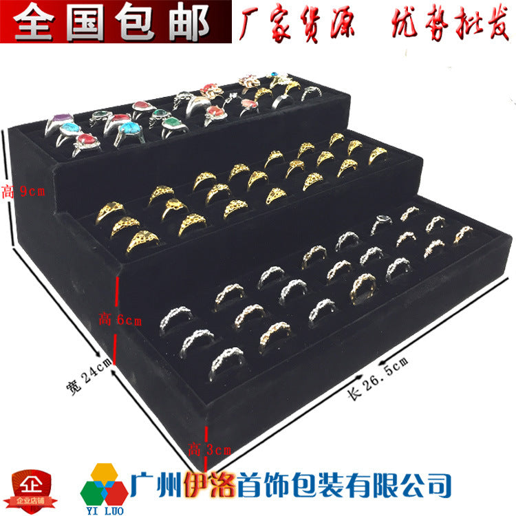 in stock wholesale black plush necklace bracelet ring pendant earrings 12 24 grid jewelry storage display plate