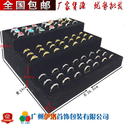 in stock wholesale black plush necklace bracelet ring pendant earrings 12 24 grid jewelry storage display plate