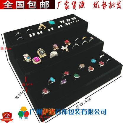 in stock wholesale black plush necklace bracelet ring pendant earrings 12 24 grid jewelry storage display plate
