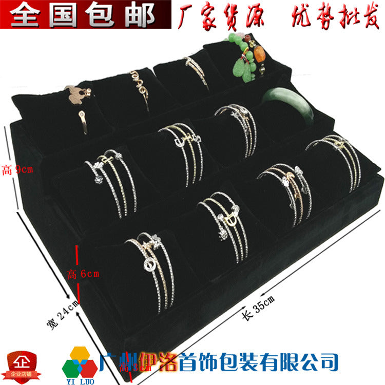 in stock wholesale black plush necklace bracelet ring pendant earrings 12 24 grid jewelry storage display plate