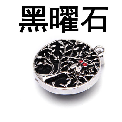 Fashion ancient silver owl tree of life pendant natural water wafer ring inlay pendant foreign trade jewelry necklace