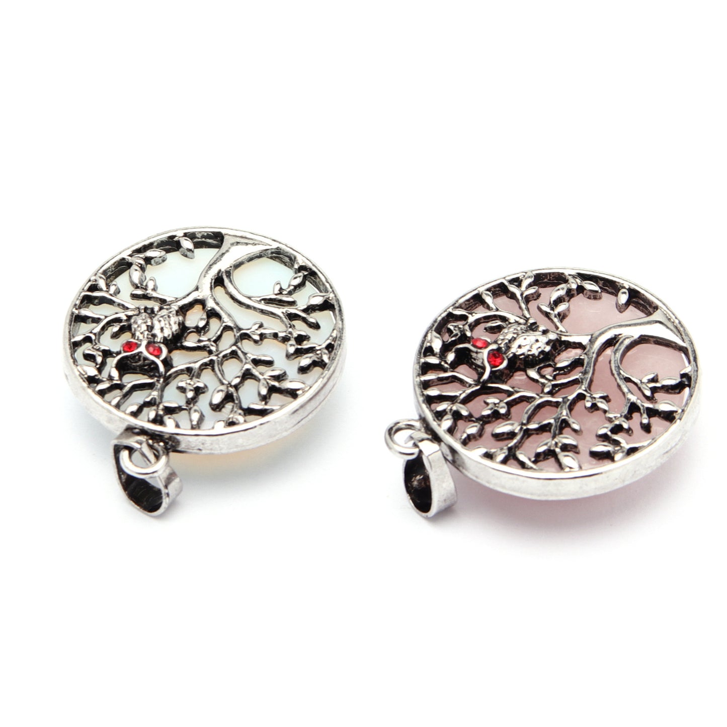 Fashion ancient silver owl tree of life pendant natural water wafer ring inlay pendant foreign trade jewelry necklace