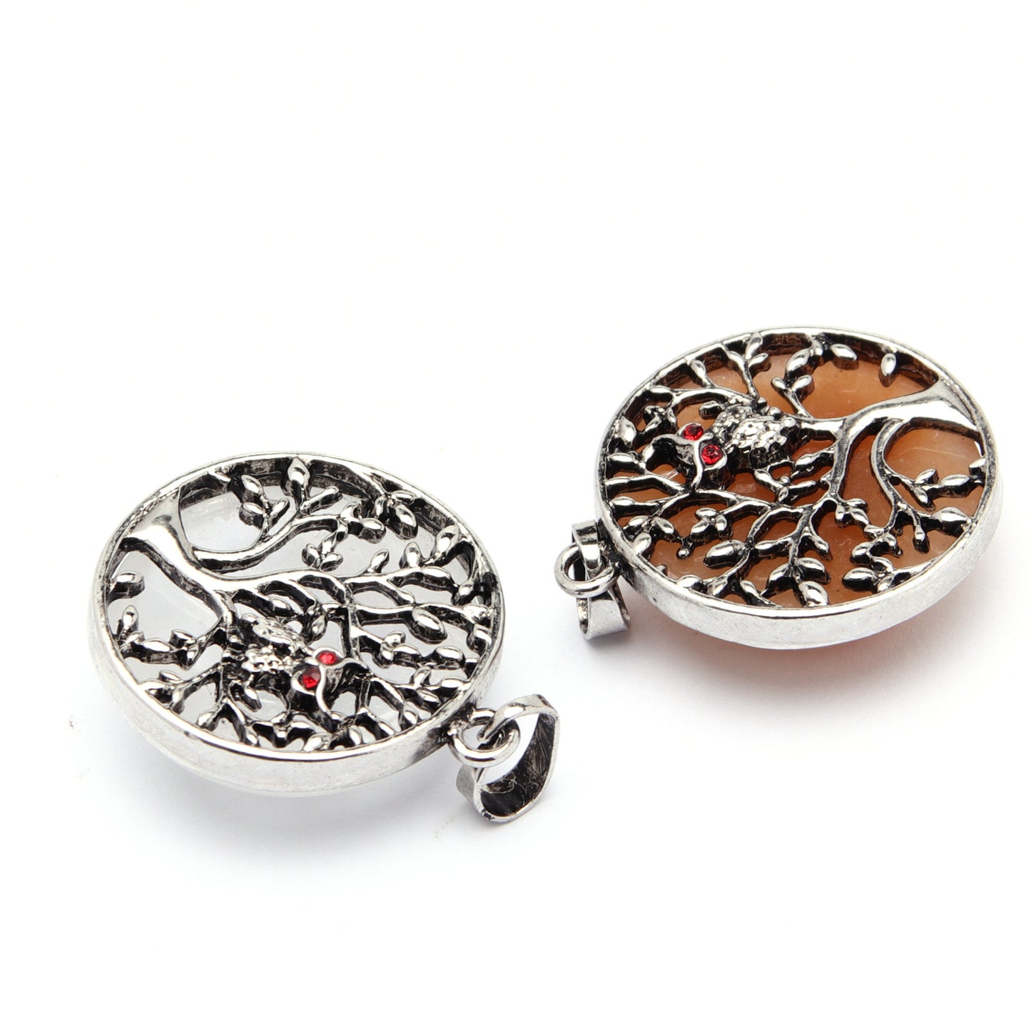 Fashion ancient silver owl tree of life pendant natural water wafer ring inlay pendant foreign trade jewelry necklace