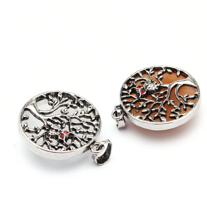 Fashion ancient silver owl tree of life pendant natural water wafer ring inlay pendant foreign trade jewelry necklace