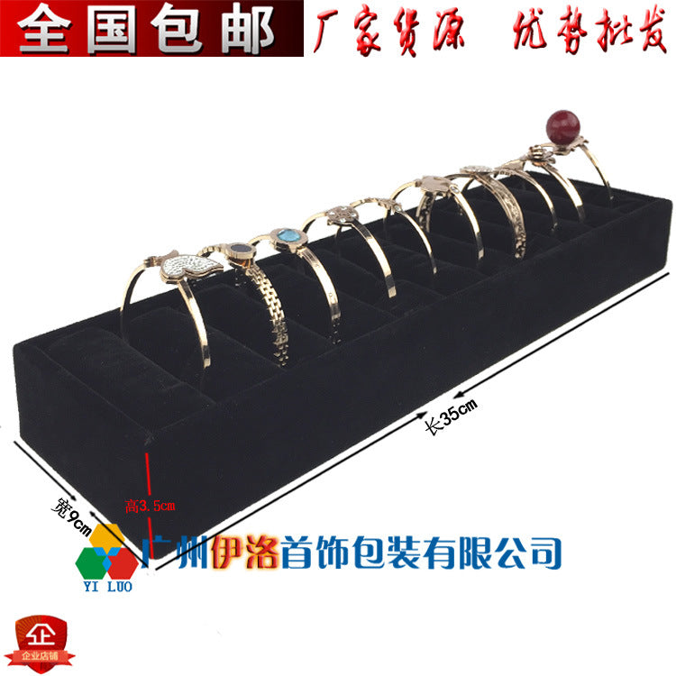 in stock wholesale black plush necklace bracelet ring pendant earrings 12 24 grid jewelry storage display plate