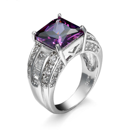 Cross-border Hot Gold-plated Jewelry Men's and Women's Wedding Ring Jewelry Garnet Red Zircon Ring Women's Design Sense Niche Jewelry Trendy