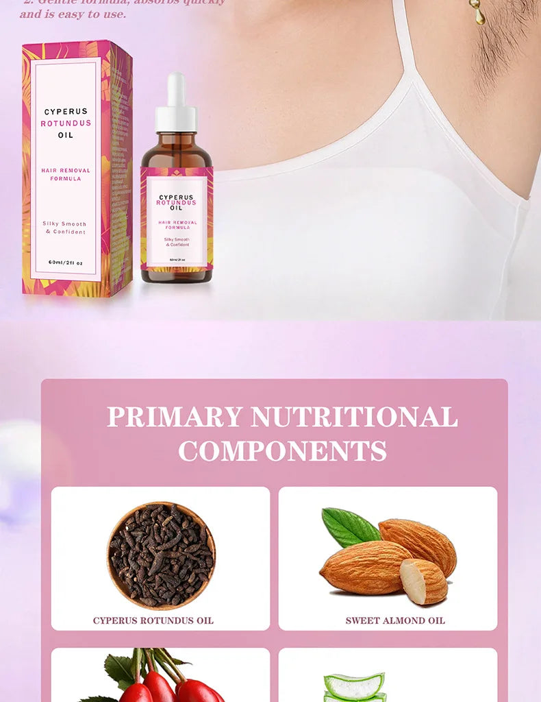 Natural Hair Inhibitor Oil – Gentle Formula For Underarm Leg & Arm Hair Slows Regrowth Leaves Silky Smooth Skin – Great Results