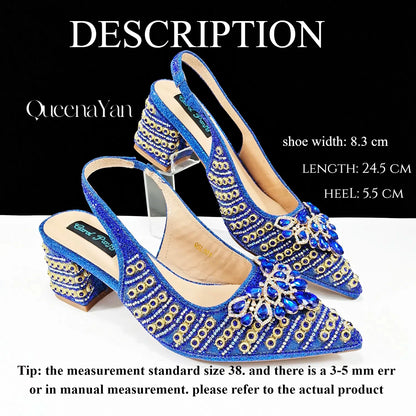 QUEENA Yan  Dazzling Dreams: Full Rhinestone High Heels and Coordinated Bag for Timeless Style