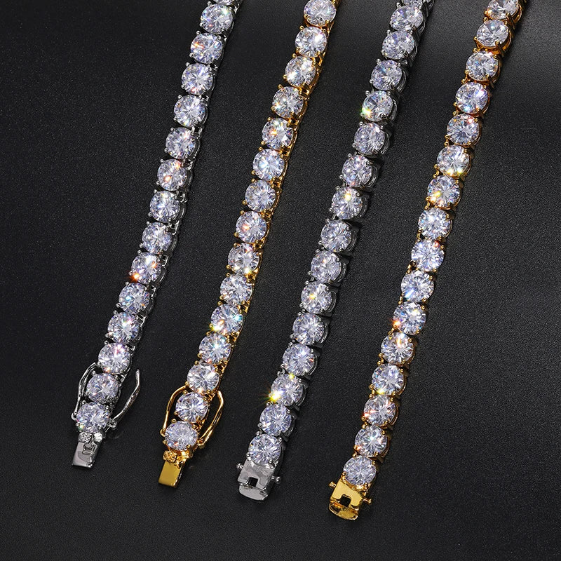 8mm-10mm High-Quality VVS1 Moissanite Tennis Necklace S925 Sterling Silver Necklaces For Men Women Pass Diamonds Test Iced Out