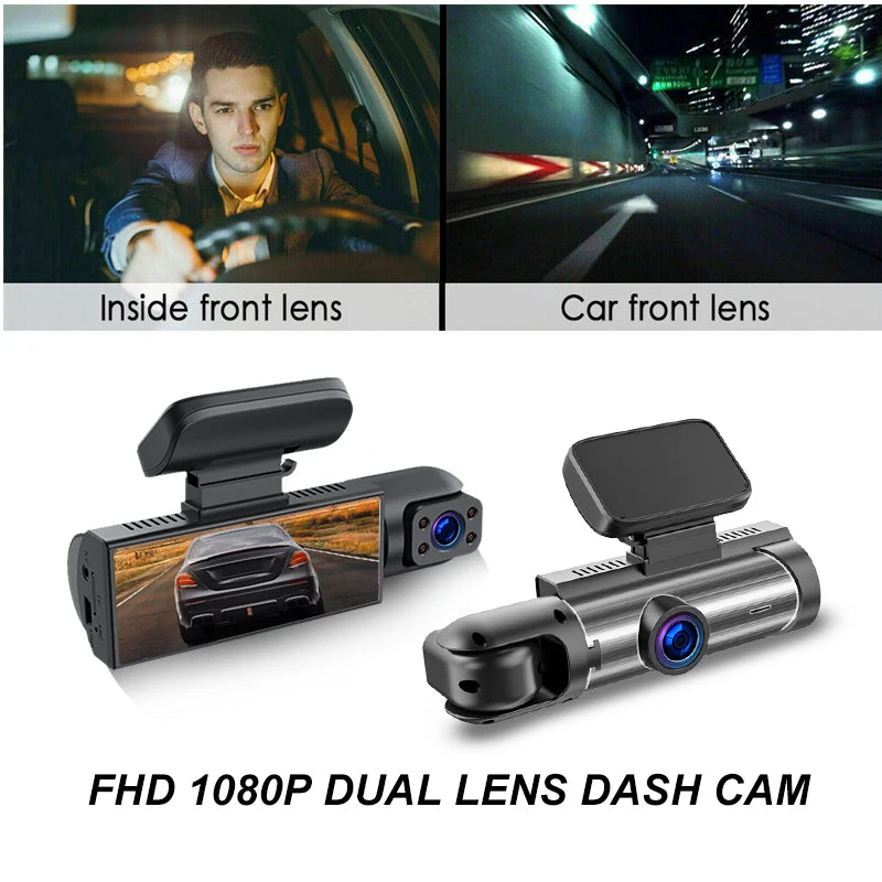 ZNLYRION Monitor Car Driving Recorder M8 Full HD 1080P Car Dashcam Front+Interior+Rear Camera 130° Wide Angle Night Vision G-Sensor Parking