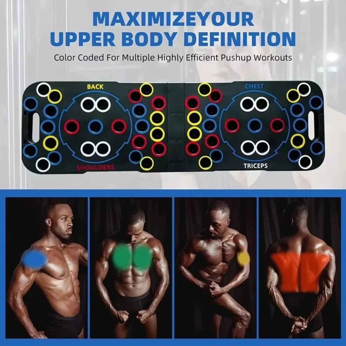 Portable Foldable Push Up Board Set with Handles, Multifunctional Home Gym Fitness Equipment for Chest, Arms, Back & Core Training
