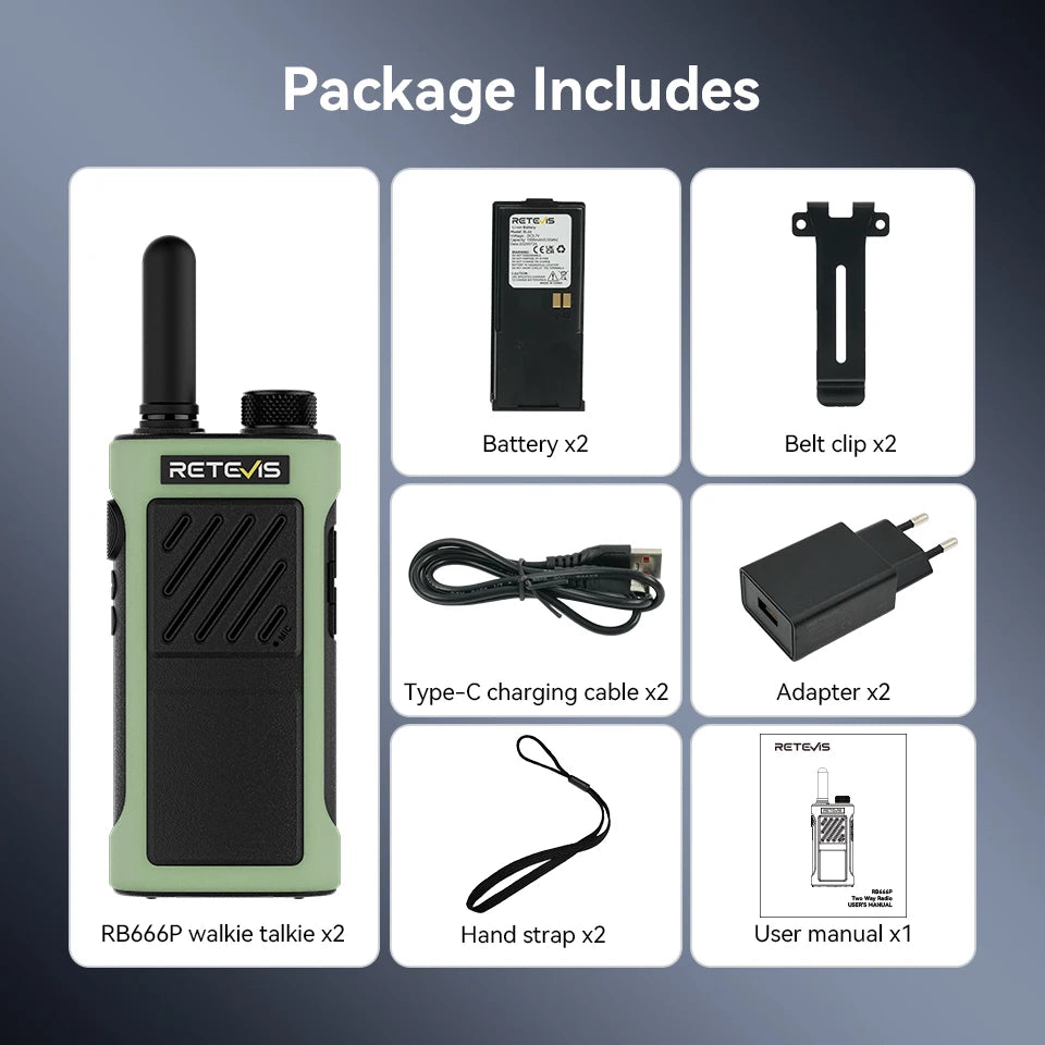 Retevis RB666P Walkie Talkie 3-speed Fast Charging Two Way Radio Communication Radios Walkie-talkie Professional Communicator