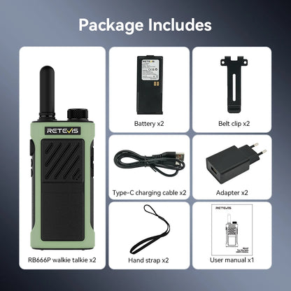 Retevis RB666P Walkie Talkie 3-speed Fast Charging Two Way Radio Communication Radios Walkie-talkie Professional Communicator