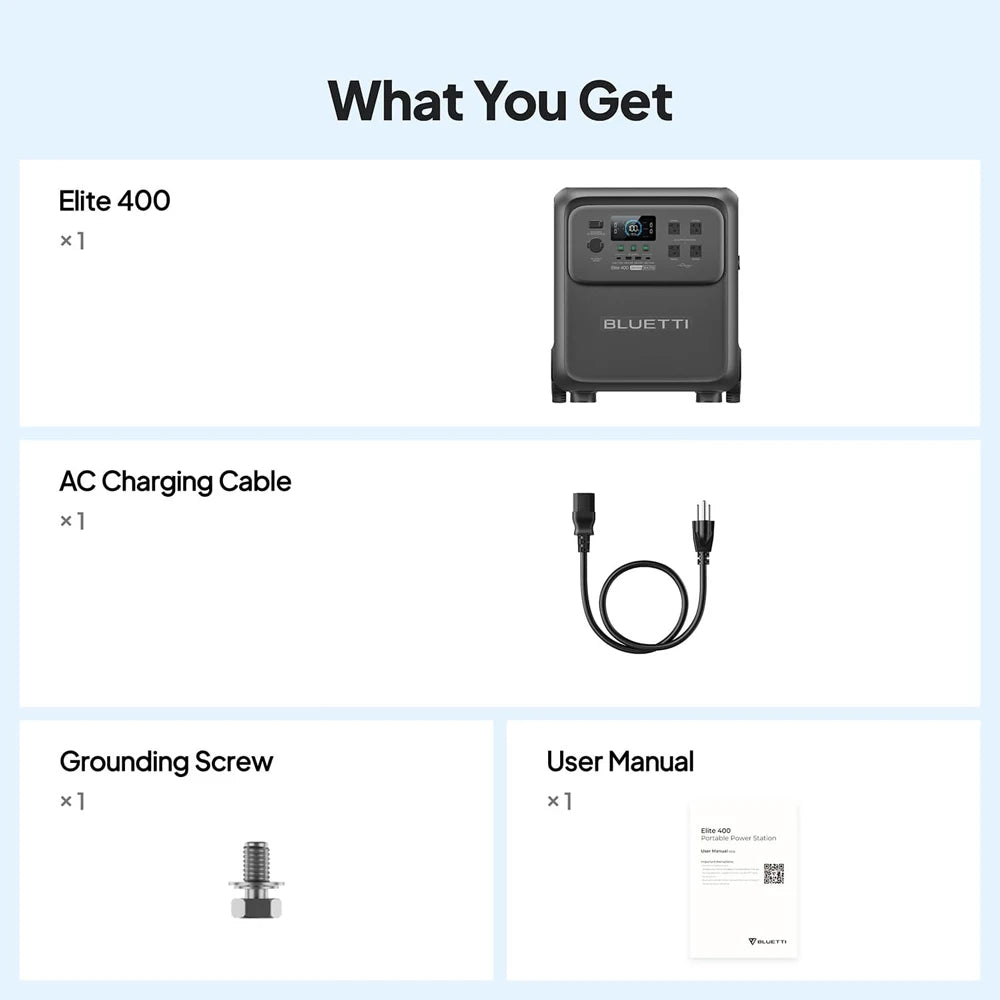 BLUETTI Elite 400 3840Wh Solar Generator with 200W/350W Solar Panels Kit High Capacity Portable Power Station for Home Backup