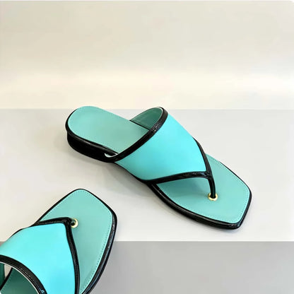 11C-2026 Luxury Women's Daily Commuting Y2K Pointed-Toe Flare Flat Cropped Sandals Sheepskin Upper With Leather Sole