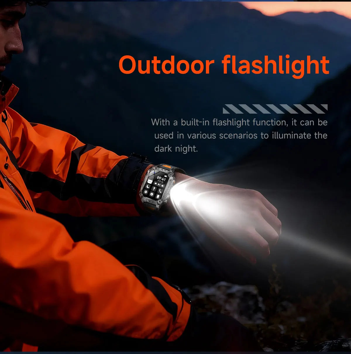 2026 New Military Grade 1400mAh Sports Smart Watch 10ATM Waterproof Flashlight Heart Rate Bluetooth Call Outdoor Smartwatch Men