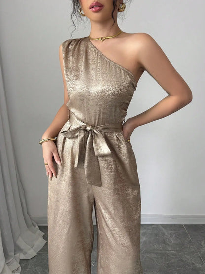 Women High Waist White Halter Neck Zip Front Wide Leg Jumpsuit, Elegant Sleeveless Casual Party Vacation Romper