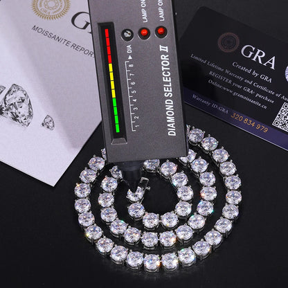 8mm-10mm High-Quality VVS1 Moissanite Tennis Necklace S925 Sterling Silver Necklaces For Men Women Pass Diamonds Test Iced Out
