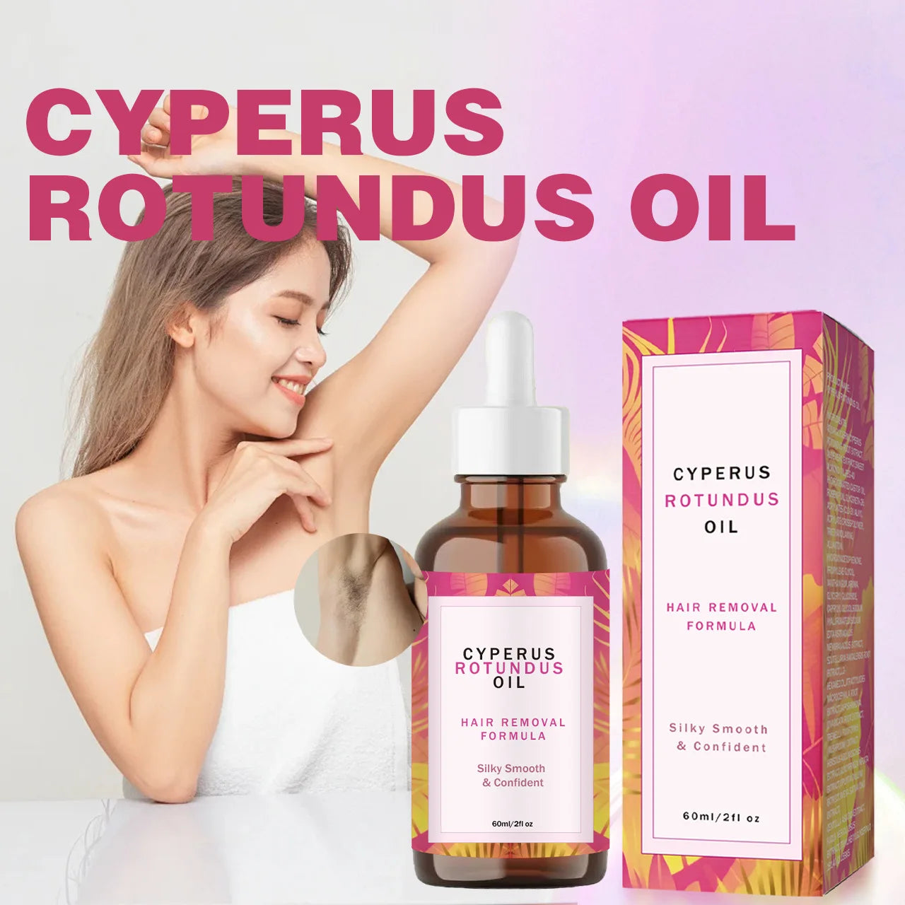 Natural Hair Inhibitor Oil – Gentle Formula For Underarm Leg & Arm Hair Slows Regrowth Leaves Silky Smooth Skin – Great Results