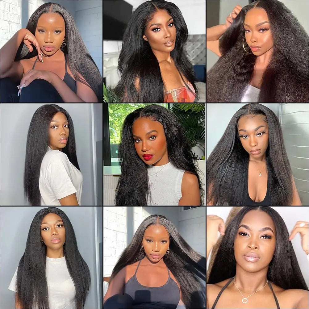 Wear and Go Glueless Wig Pre Plucked Pre Cut 4x4 Lace Closure Wig Kinky Straight Lace Front Wigs Human Hair Wig for Women
