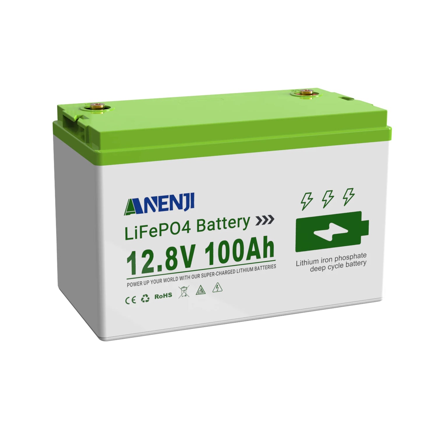 ANENJI 12V 100Ah Li Rechargeable Battery Pack LiFePO4 Built-in BMS 6000 Cycles For Solar Inverter Outdoor RV Camp Power Station