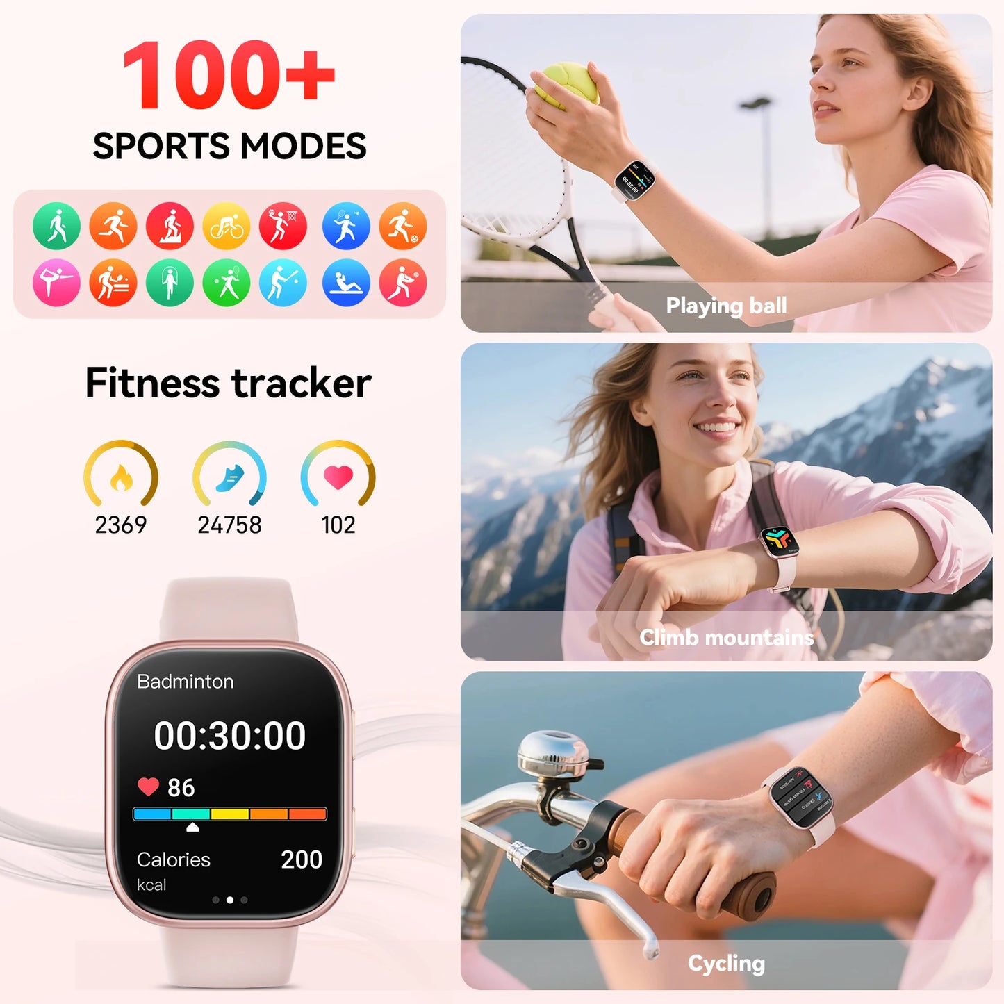 2026 Smart Watch Men 1.83" HD Screen Bluetooth Call 100+ Sports Modes Heart Rate Monitor Waterproof Fitness Tracker Smartwatch For Android iOS