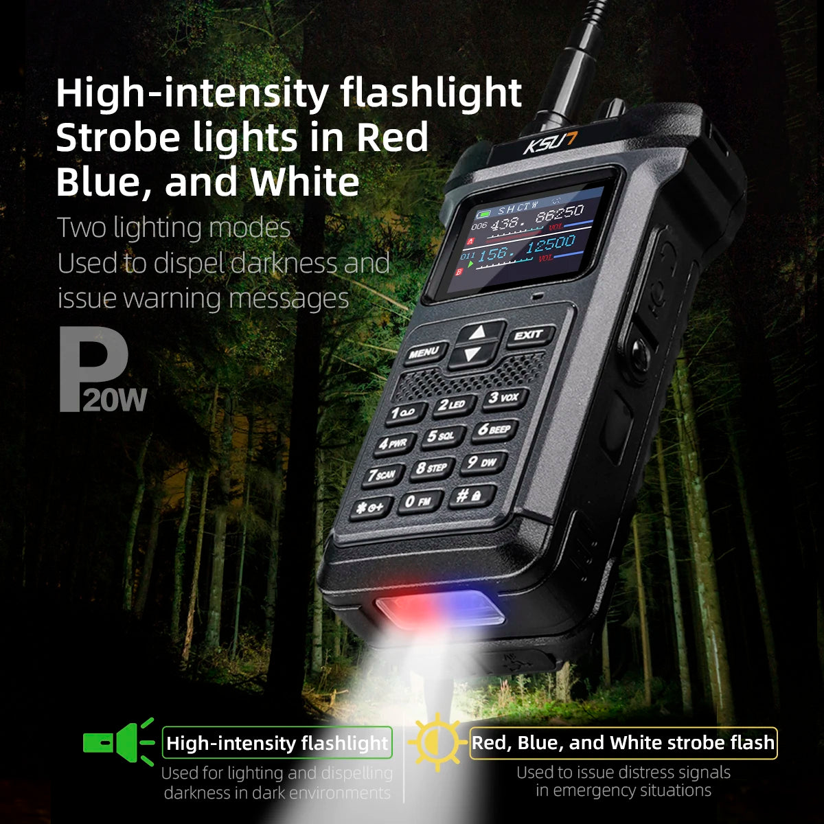 KSUN UV119 Walkie Talkie Long Range High Power 20W Portable Profesional Two Way Radios Communication Transceiver for Hunting
