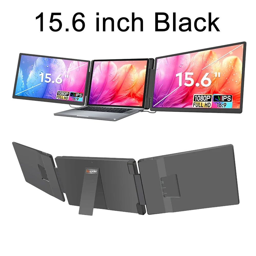 Rospider 14 Inch Portable Dual IPS Laptop Monitor Extended High-Definition Triple Expandable PC LCD Screen Extender