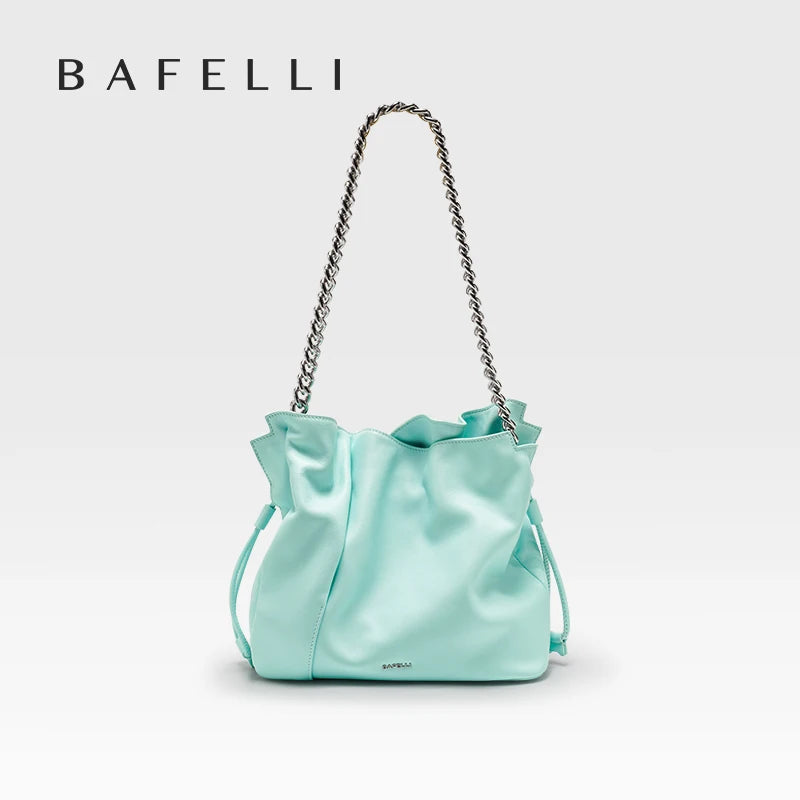 BAFELLI 2026 NEW WOMEN'S BAG LEATHER CASUAL BUCKET HANDBAGS FOR FEMALE TREND FASHION SHOPPER PURSE LUXURY BRAND SHOULDER