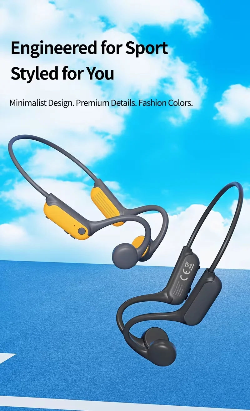 2026 Upgraded Open Ear Headphones, Wireless Sports Earphones with Mic, Long Battery Life for Running, Fitness & Cycling - Black