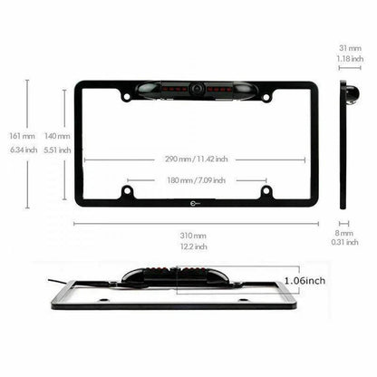 HD Backup Camera License Plate Metal Frame Rear View Parking Camera CMOS LED Night Vision For Car Truck SUV