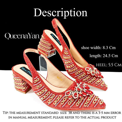 QUEENA Yan  Dazzling Dreams: Full Rhinestone High Heels and Coordinated Bag for Timeless Style