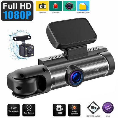 ZNLYRION Driving Recorder M8-32GB Full HD 1080P Car Dashcam Front+Interior Rear Camera 130° Wide Angle Night Vision G-Sensor Parking Monitor Car Driving Recorder