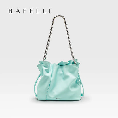 BAFELLI 2026 NEW WOMEN'S BAG LEATHER CASUAL BUCKET HANDBAGS FOR FEMALE TREND FASHION SHOPPER PURSE LUXURY BRAND SHOULDER