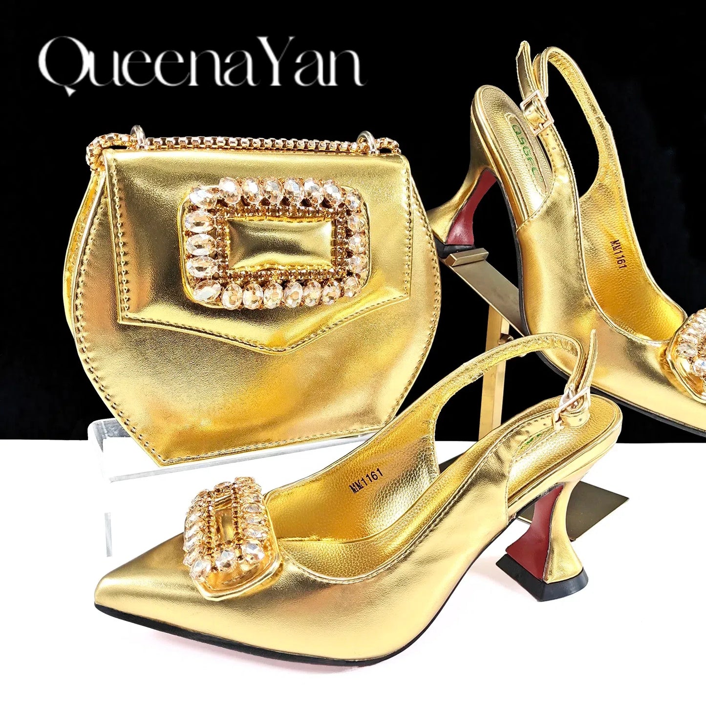 QUEENA YAN INS-Inspired Elegant Women’s High Heels and Bag African Wedding Party Shoes and Bag–Fashionistas Exclusive Products