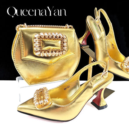QUEENA YAN INS-Inspired Elegant Women’s High Heels and Bag African Wedding Party Shoes and Bag–Fashionistas Exclusive Products