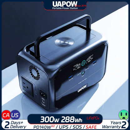 Uapow 288Wh 300W Compact Solar Generator for Home Emergency, Rv Camping, Travel, Camera Gear, Phone and Laptop Charging Kit