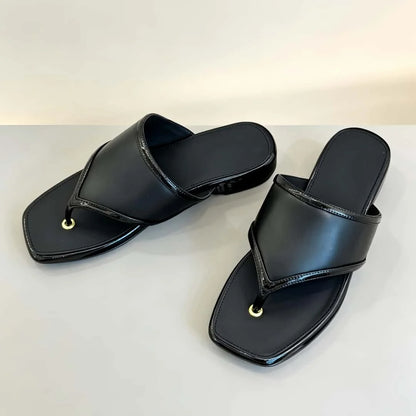 11C-2026 Luxury Women's Daily Commuting Y2K Pointed-Toe Flare Flat Cropped Sandals Sheepskin Upper With Leather Sole