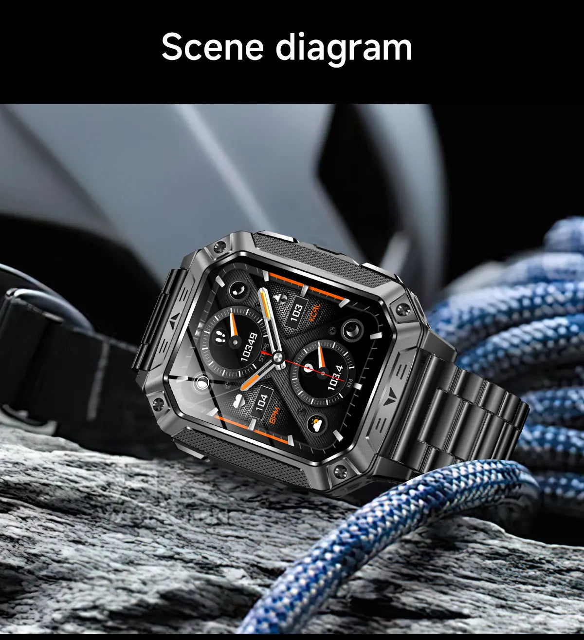 2026 New Military Grade 1400mAh Sports Smart Watch 10ATM Waterproof Flashlight Heart Rate Bluetooth Call Outdoor Smartwatch Men