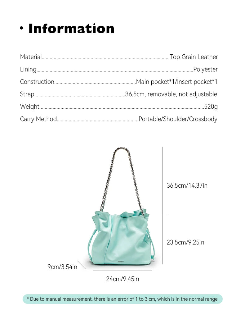 BAFELLI 2026 NEW WOMEN'S BAG LEATHER CASUAL BUCKET HANDBAGS FOR FEMALE TREND FASHION SHOPPER PURSE LUXURY BRAND SHOULDER