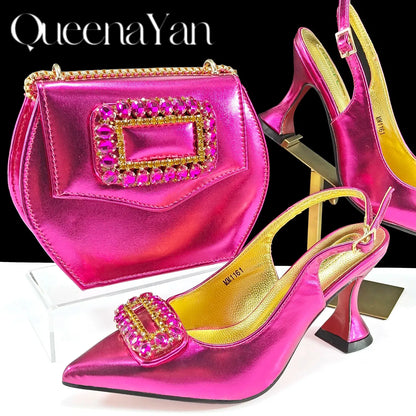 QUEENA YAN INS-Inspired Elegant Women’s High Heels and Bag African Wedding Party Shoes and Bag–Fashionistas Exclusive Products