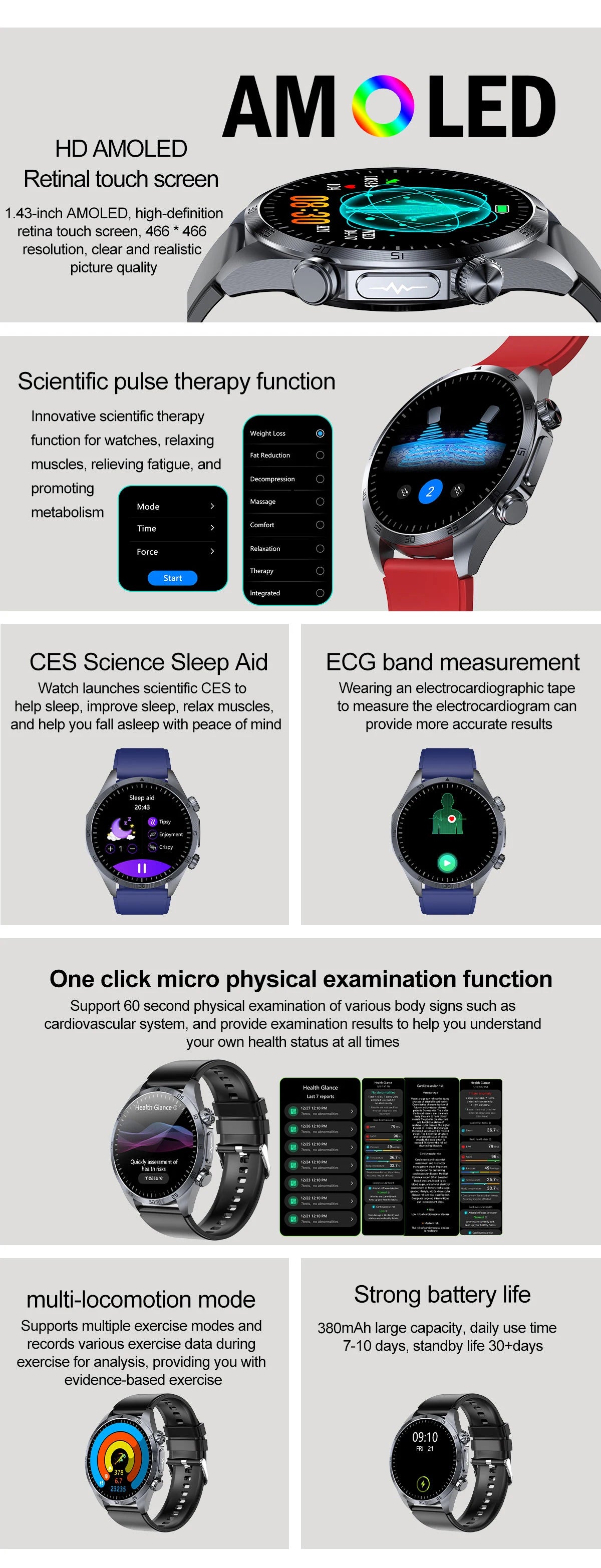 2026 New Medical Grade ECG Smart Watch Laser Treatment Accurate Measurement Blood Lipid Blood Oxygen BMI Sport Health Smartwatch