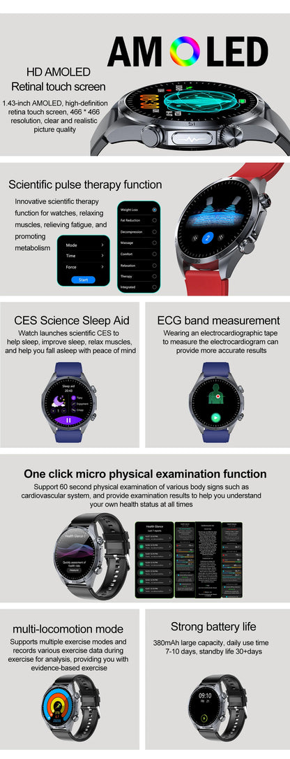 2026 New Medical Grade ECG Smart Watch Laser Treatment Accurate Measurement Blood Lipid Blood Oxygen BMI Sport Health Smartwatch