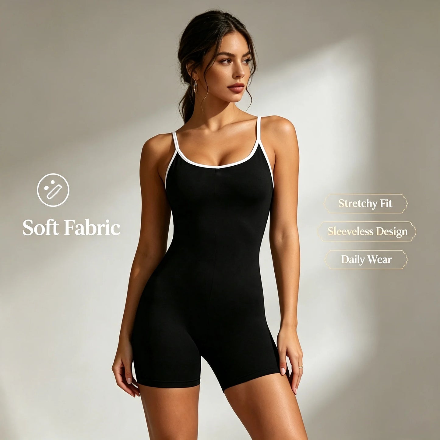 Spring Summer Women Yoga Jumpsuit Gym Set Spaghetti Strap Leisure Workout Gym Shorts Padded Bra One-piece Fitness Bodysuits