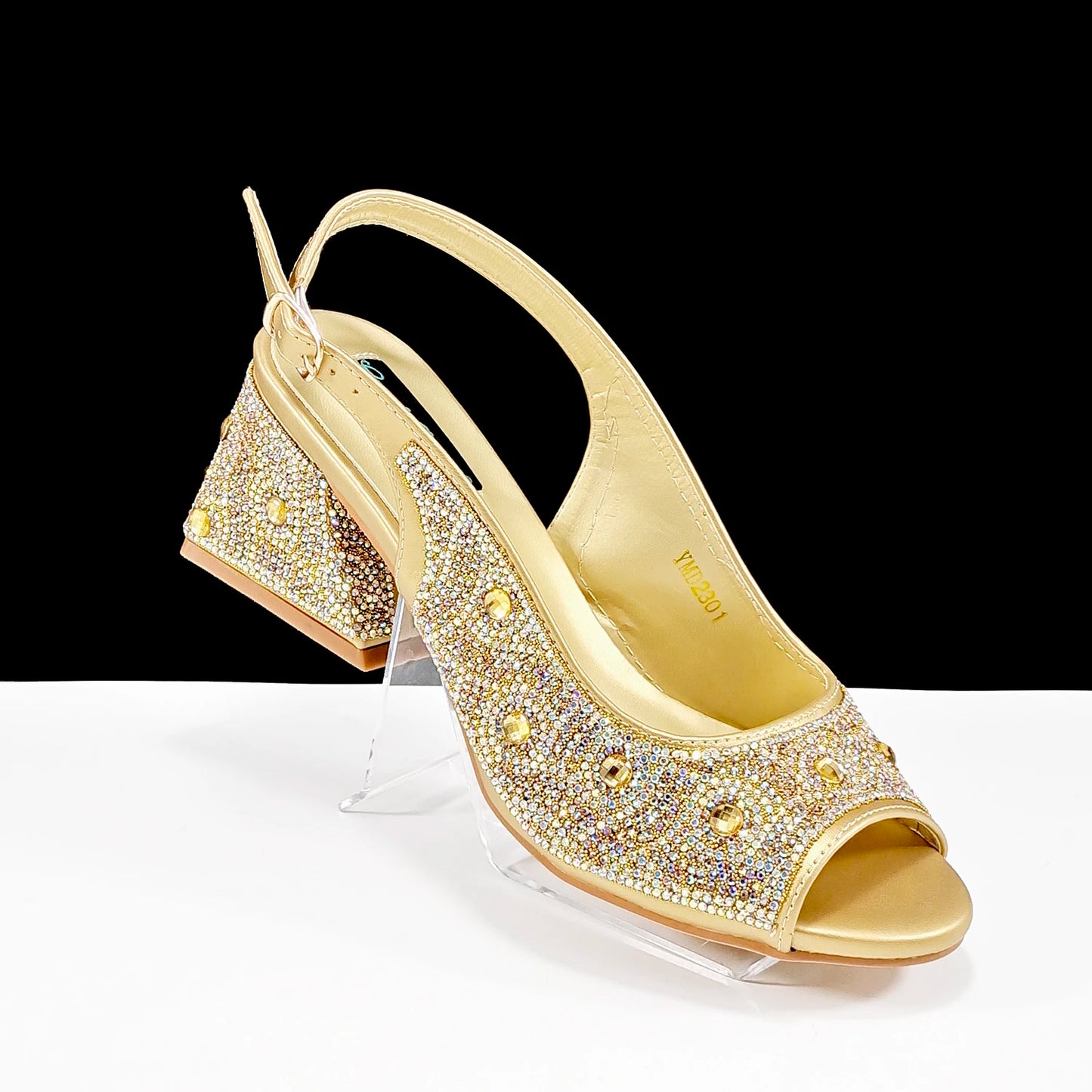 Queena Yan Square Heel Shoes! Hand-held Three-Dimensional Bag and Shoes Set From the Same Series/Open Toe Shoes and Evening Bag