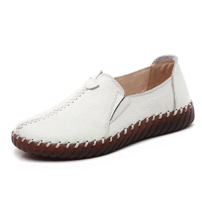 Genuine Leather Ballet Flats Shoes Women Vintage Luxury High Quality Loafers Women's Moccasins Casual Elegant Ladies Wide Shoes