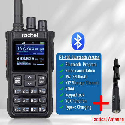Radtel RT-900 8W Full Band Ham Radio Walkie Talkie 512CH Air Band Two Way Radio Station Aviation Noaa Police Marine River PTT
