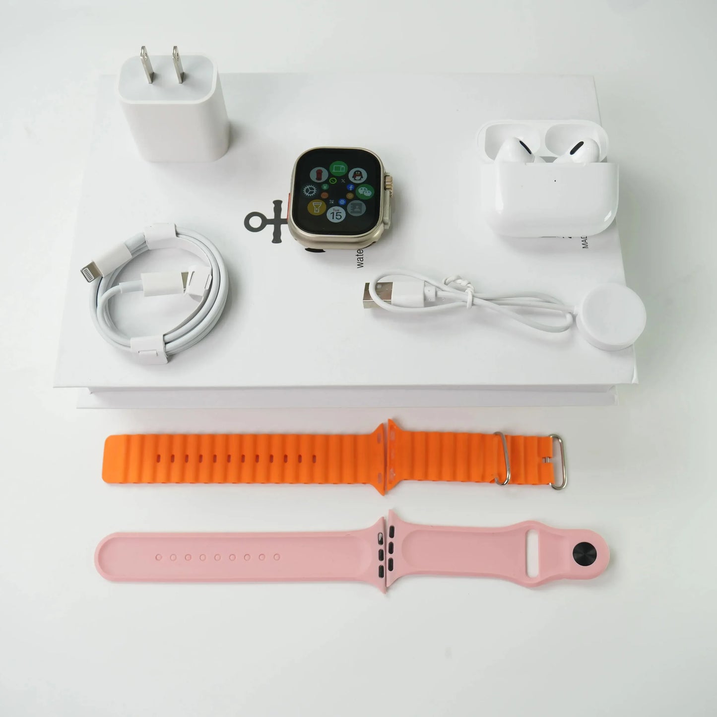 Ultra Smart Watch Bluetooth Headphones Bundle Fitness Tracker TWS Earphones With 20W Charging Adapter Sport Wearable Kit