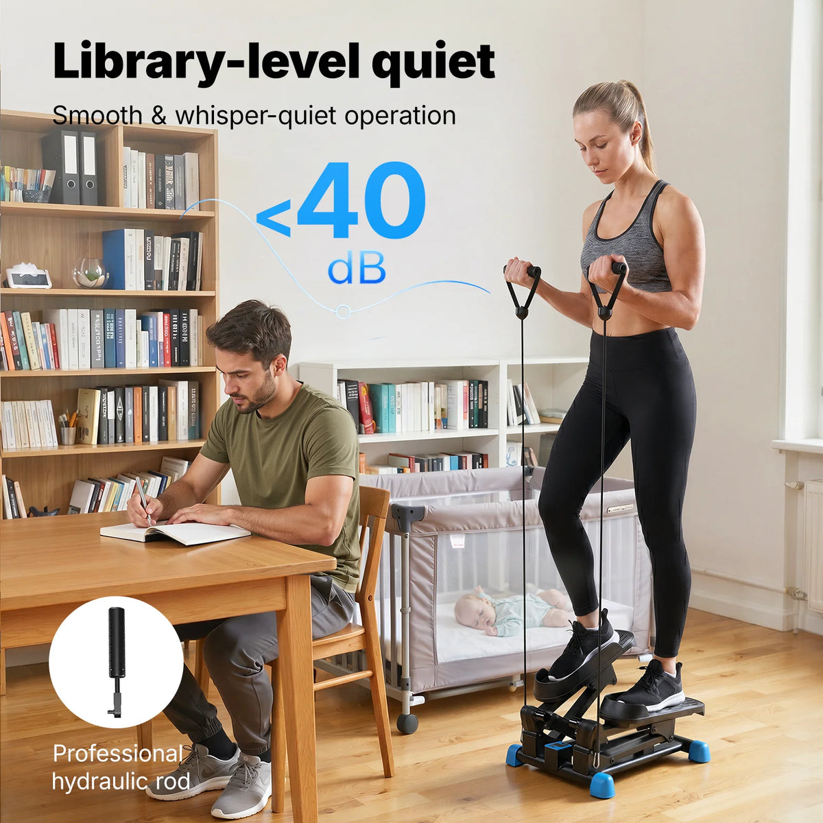 MERACH New 3-in-1 Mini Stepper with Large Stride & Shock Pad Design 3-in-1 Stair Stepper, Large Stride & High Resistance Design, High Elastic & Silent Shock Absorption, with Resistance Band